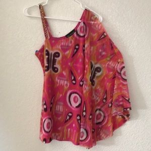 I.N.C. Petite Printed One-Shoulder Top,